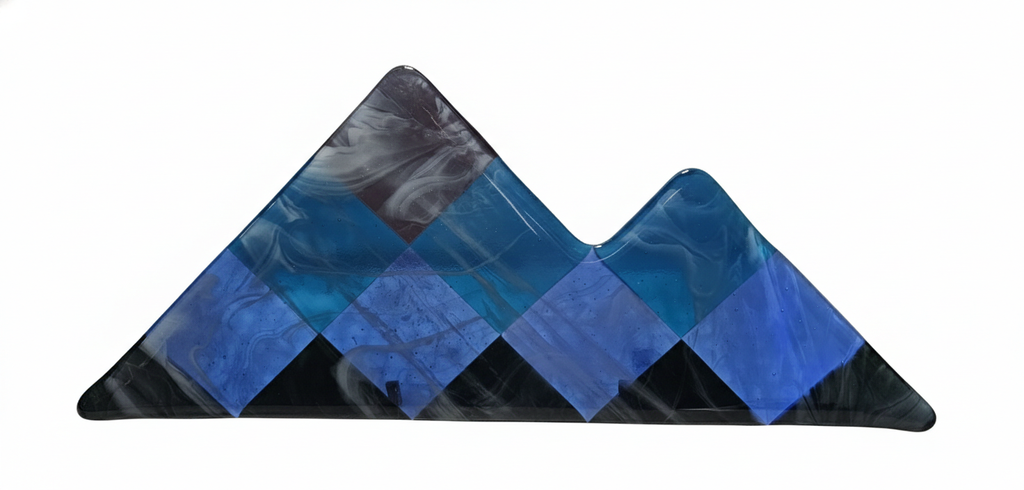 Mountain Range Fused Glass Art Panel