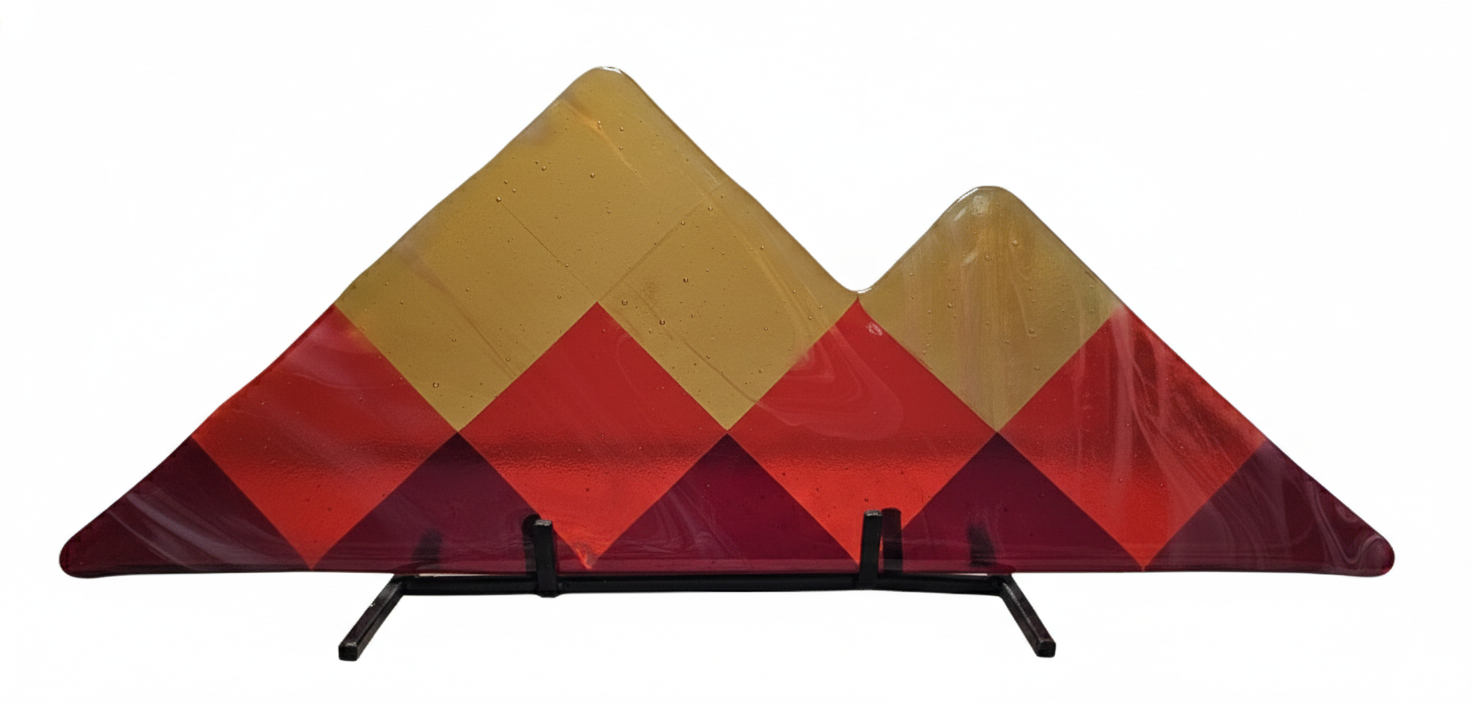 Mountain Range Fused Glass Art Panel