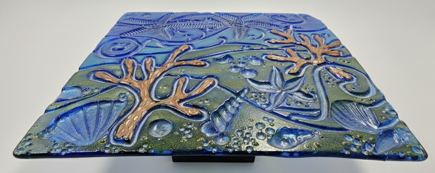 Coastal Treasures Fused Glass Art Panel