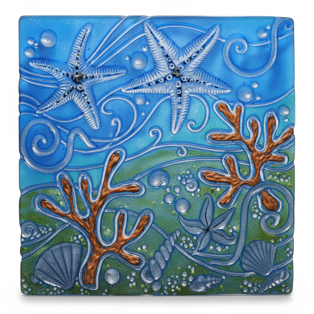 Coastal Treasures Fused Glass Art Panel