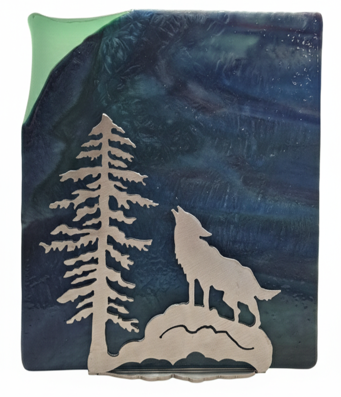 Wolf's Call Wilderness Fused Glass Art