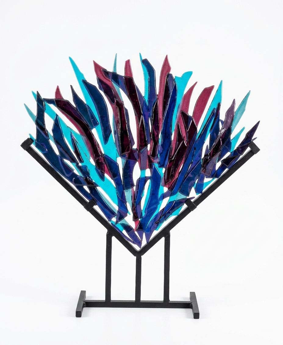 Midnight Flame Fused Glass Sculpture