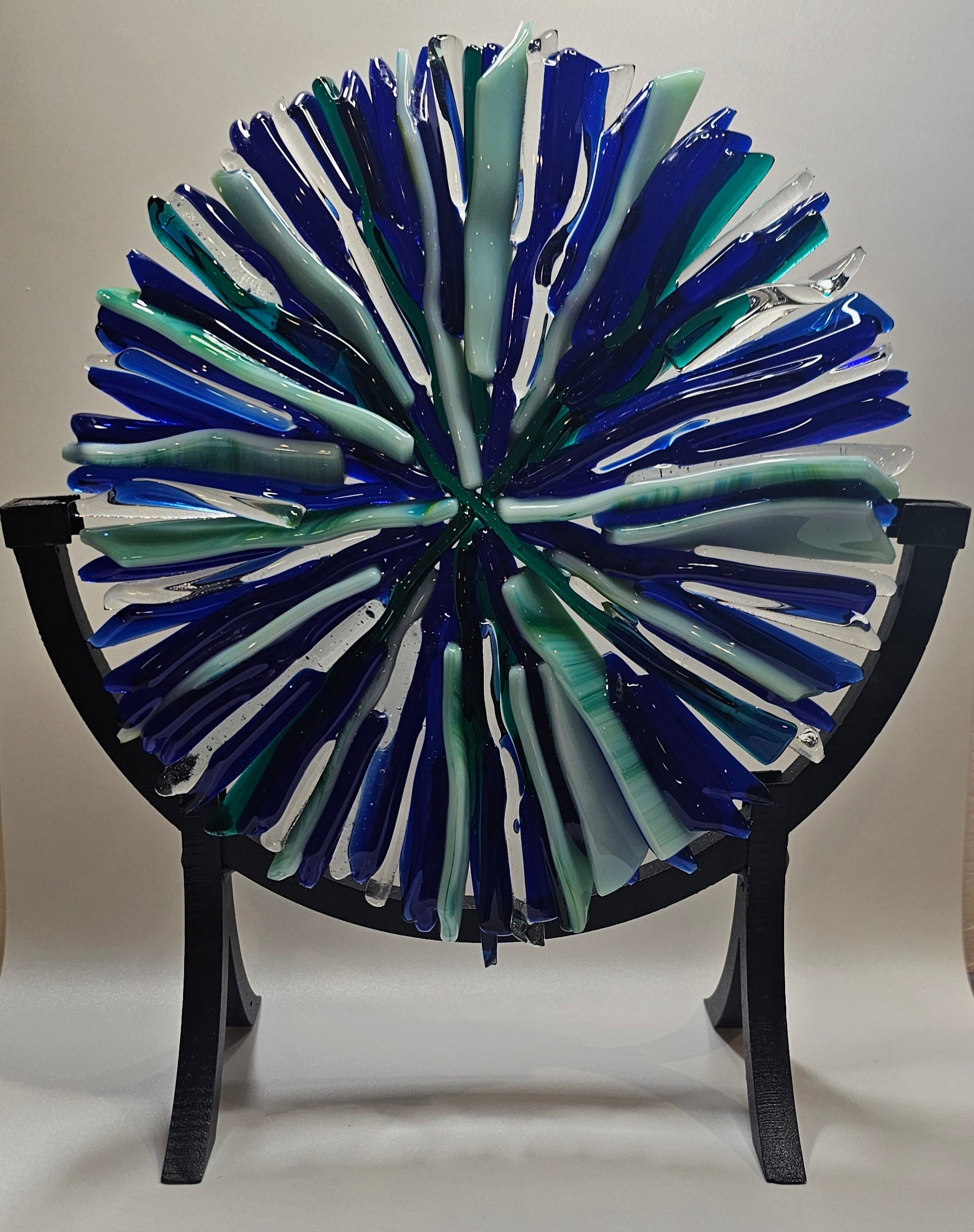 Ocean Burst Fused Glass Sculpture