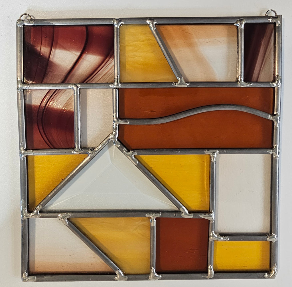 Modern Geometric Stained Glass Panel