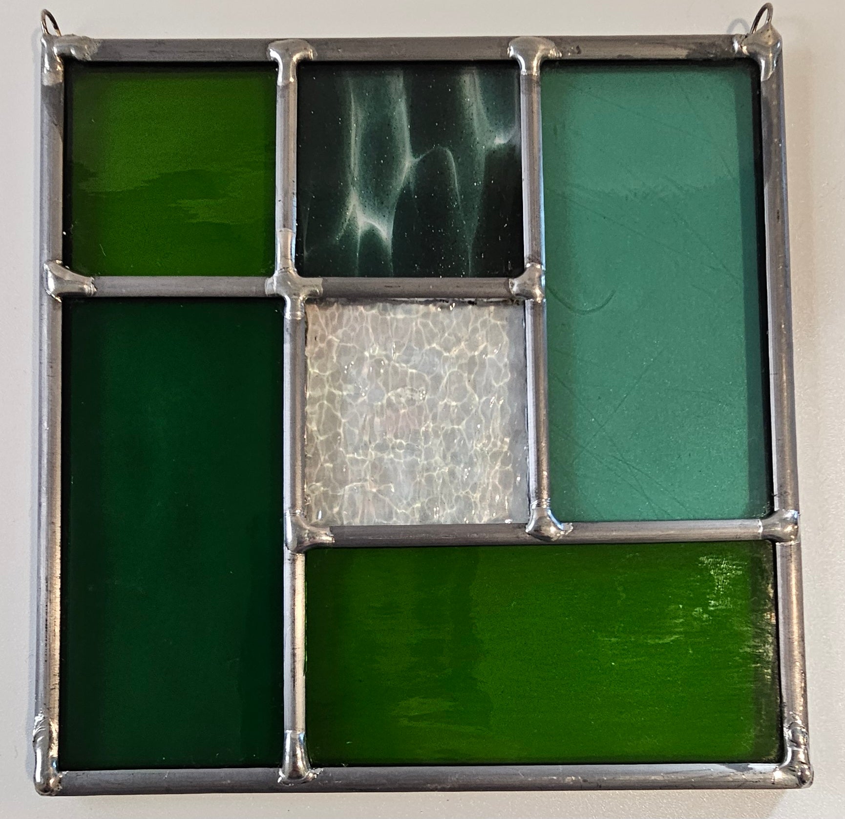 Modern Geometric Stained Glass Panel