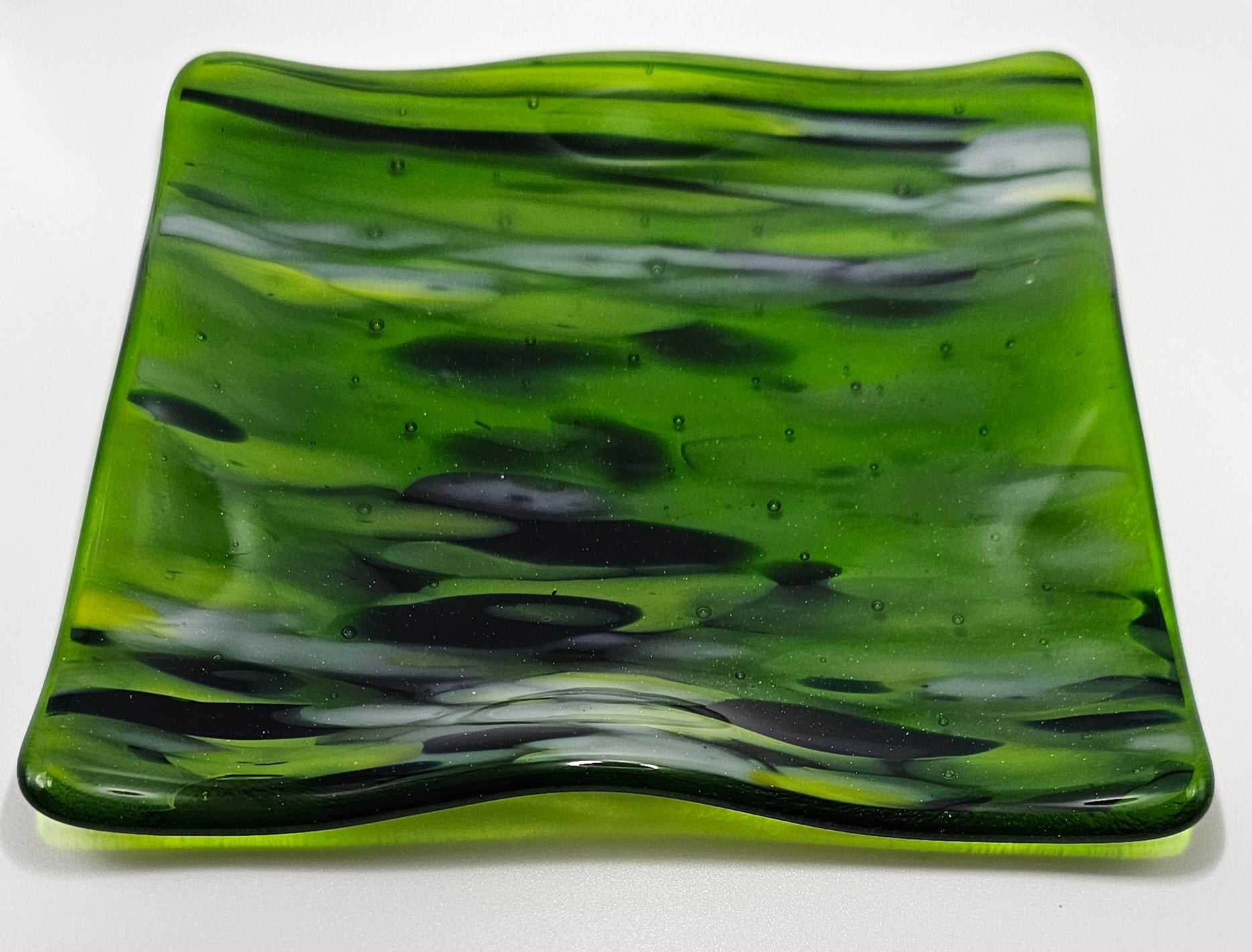 Abstract Water Reflections Fused Glass Plate