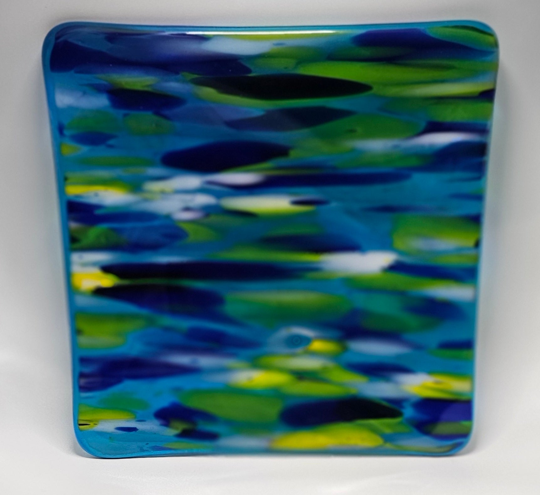 Abstract Water Reflections Fused Glass Plate