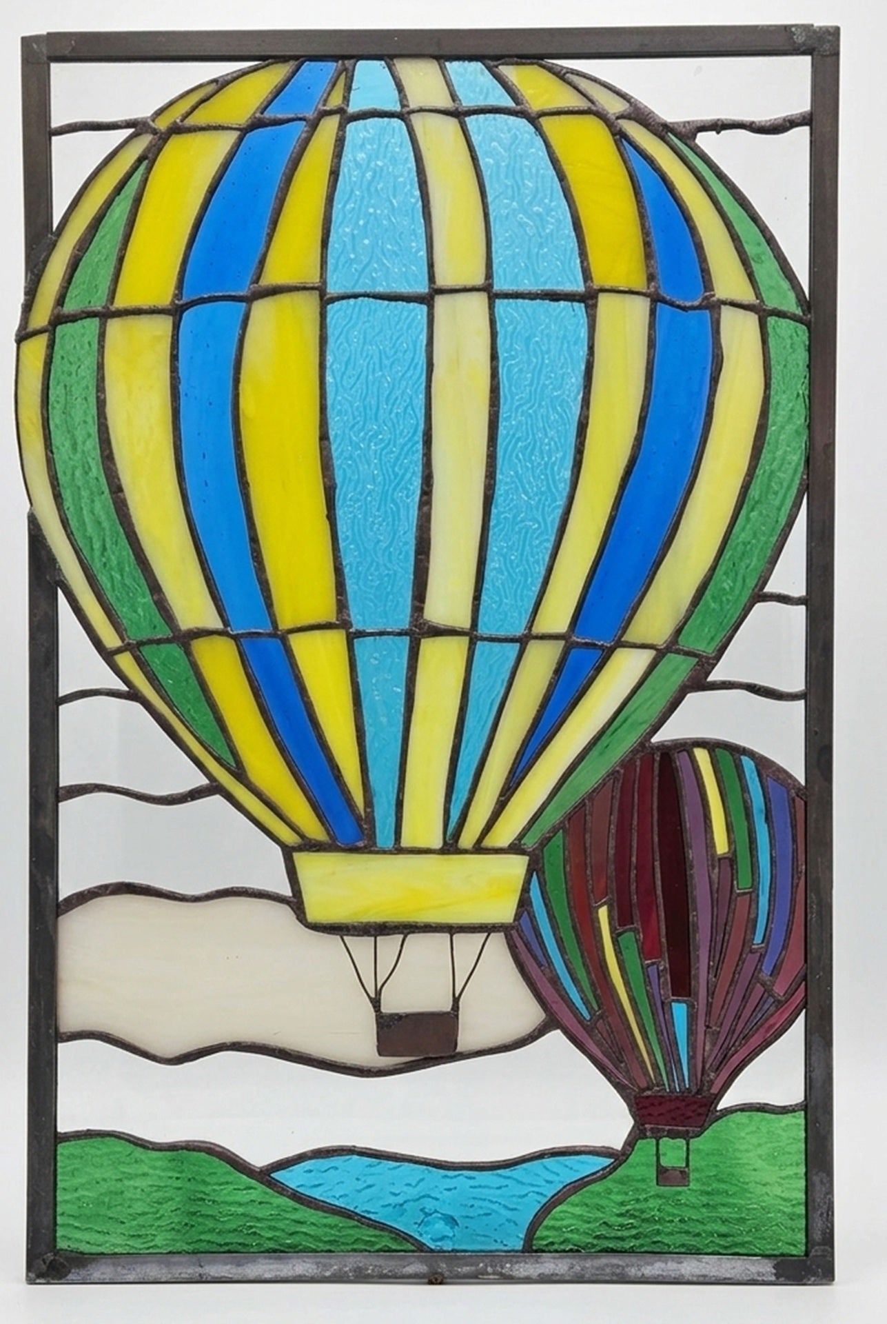 Hot Air Balloon Adventure Stained Glass Panel