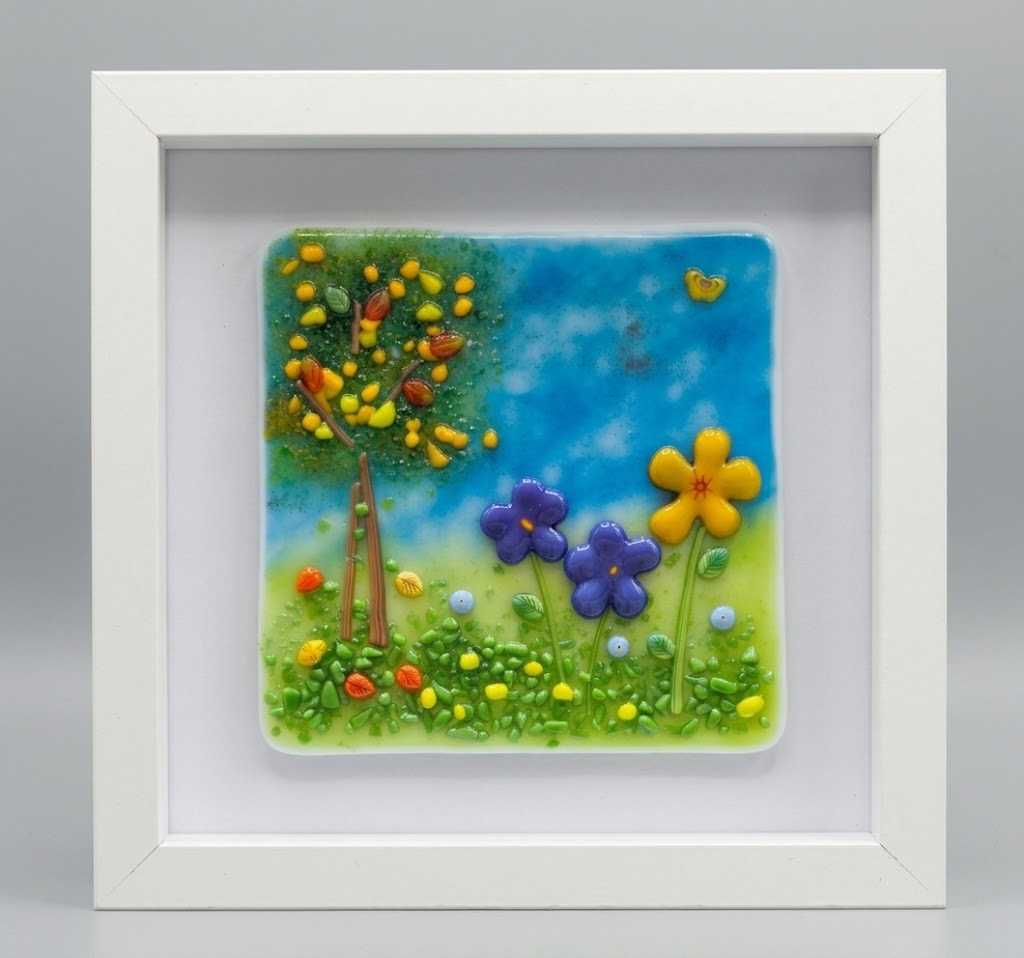Purple Bloom Meadow Fused Glass Art