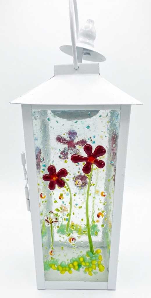 Wildflower Fused Glass Lantern